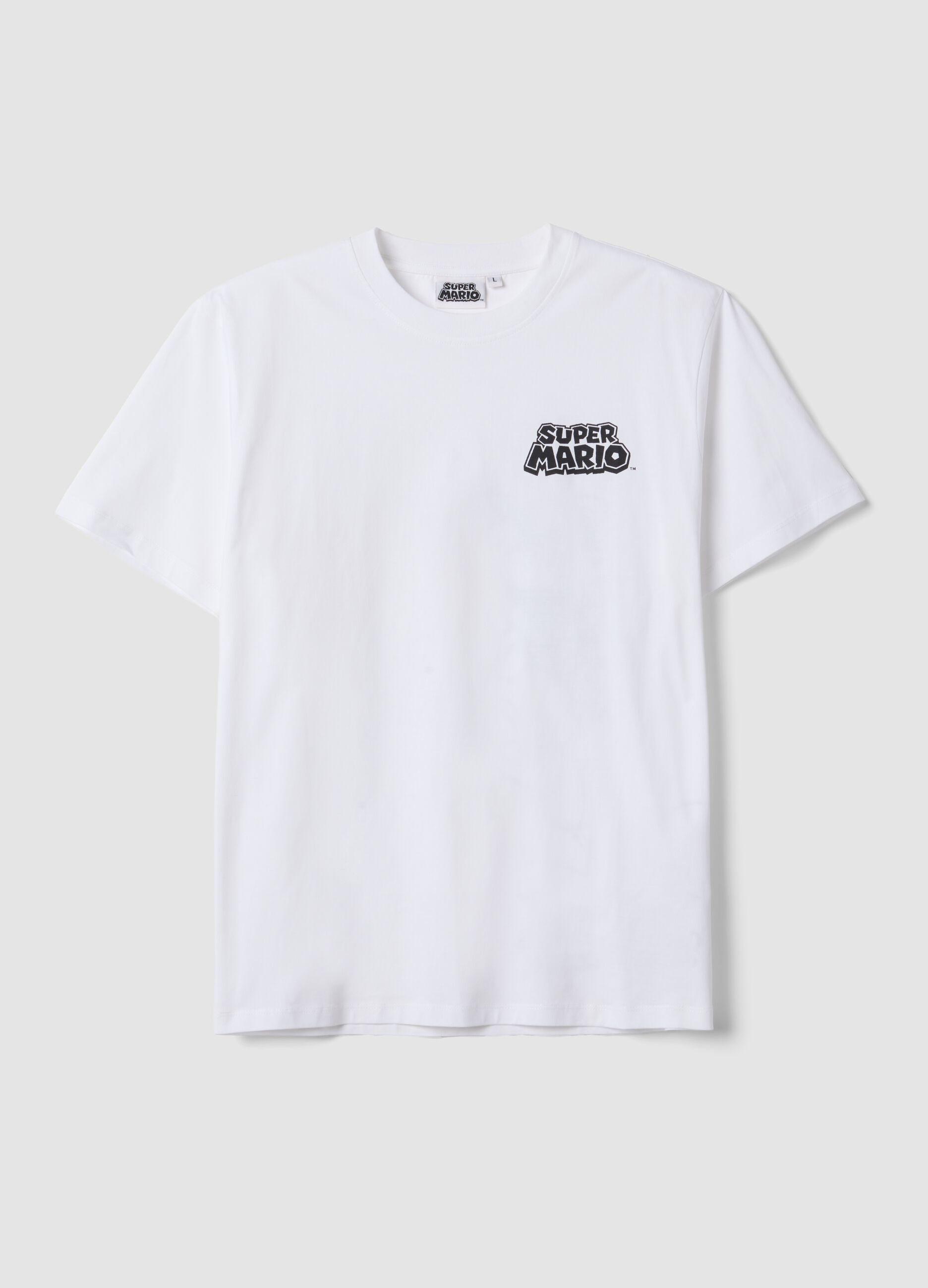 White short-sleeve pure cotton T-shirt, regular fit