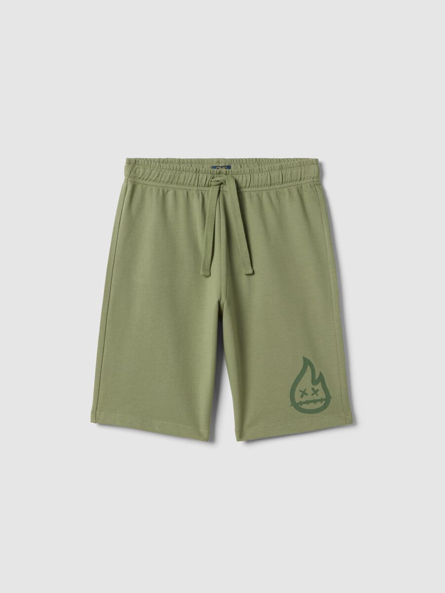 Green pure cotton shorts for boys regular fit_3