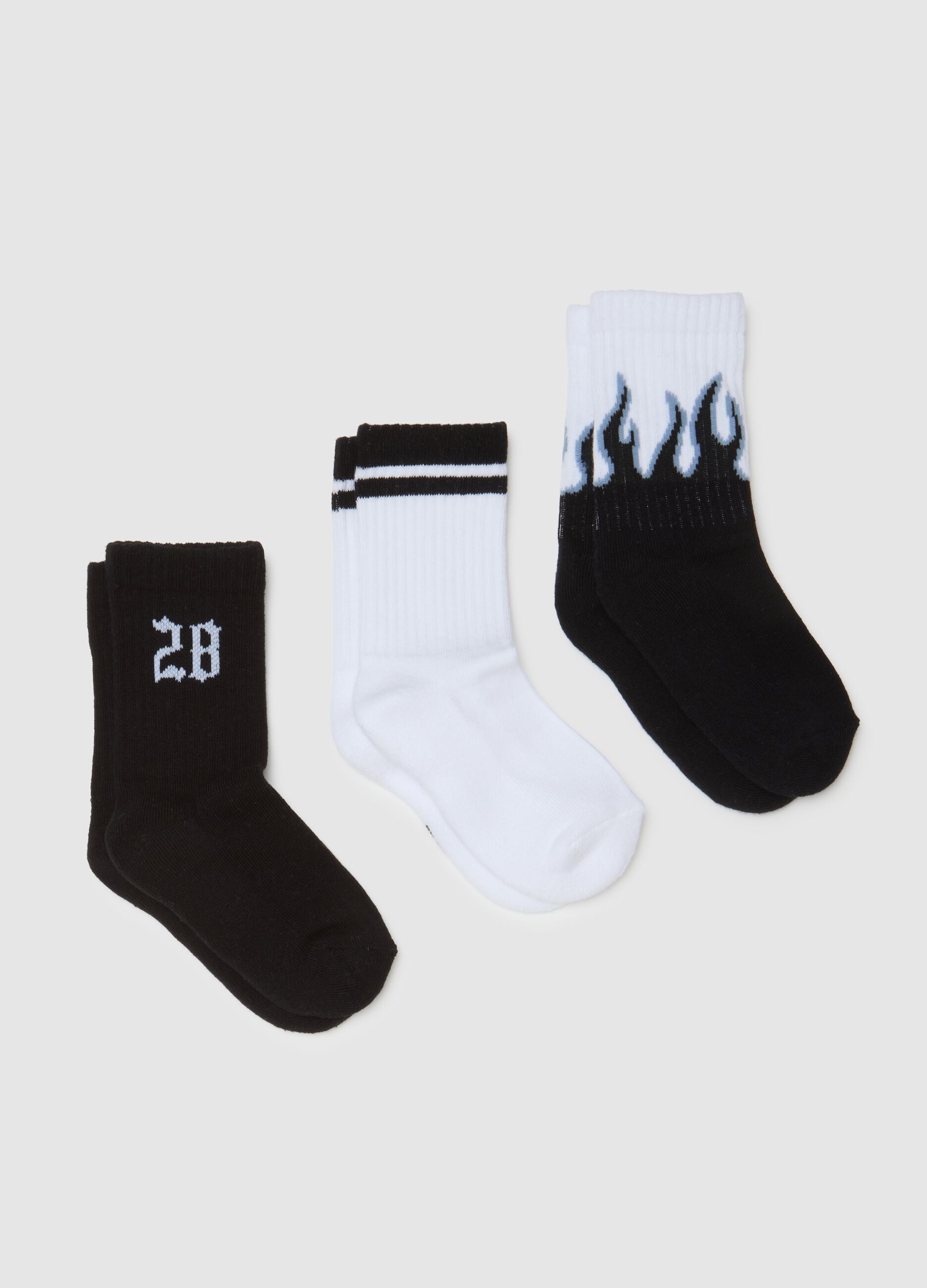 Multi-colour cotton stretch children's socks tripack set