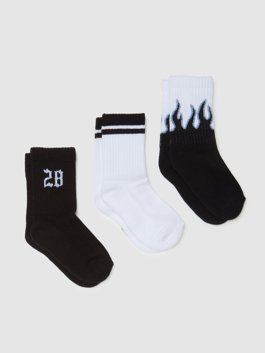 Multi-colour cotton stretch children's socks tripack set_0