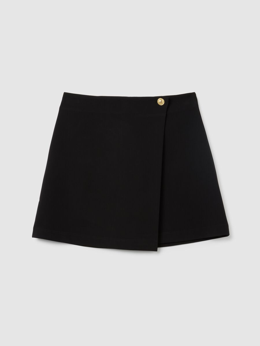 Black mix skirt with gold button_4