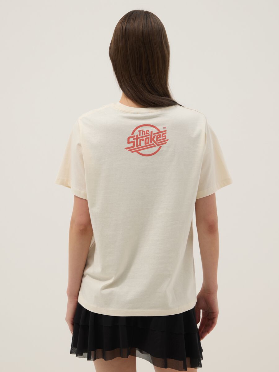 T-shirt beige in puro cotone con stampa oversize fit_3