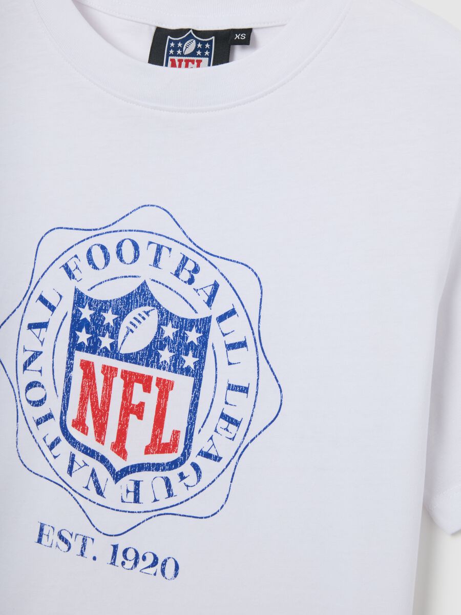 T-shirt bianca NFL a maniche corte in puro cotone regular fit_5