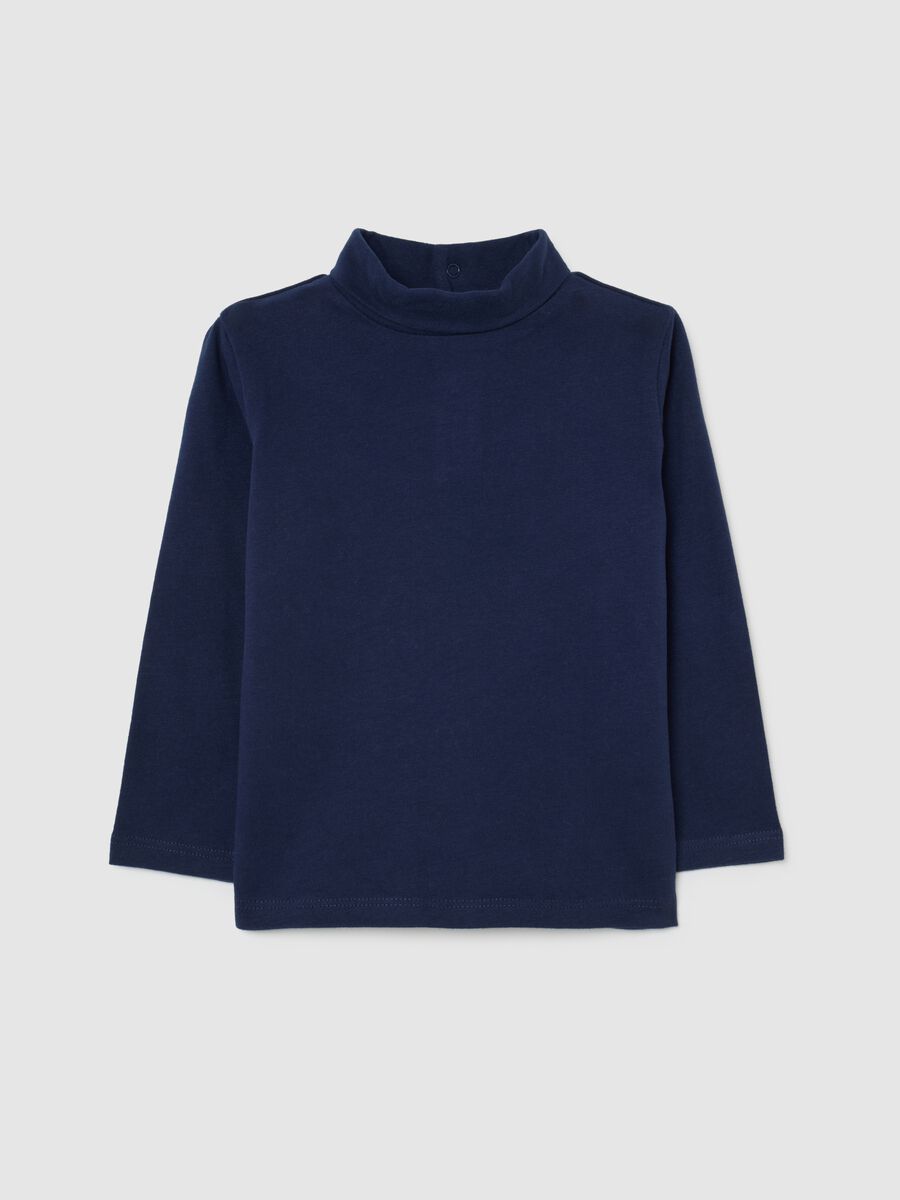 Blue turtleneck cotton jumper for boys with regular fit_0