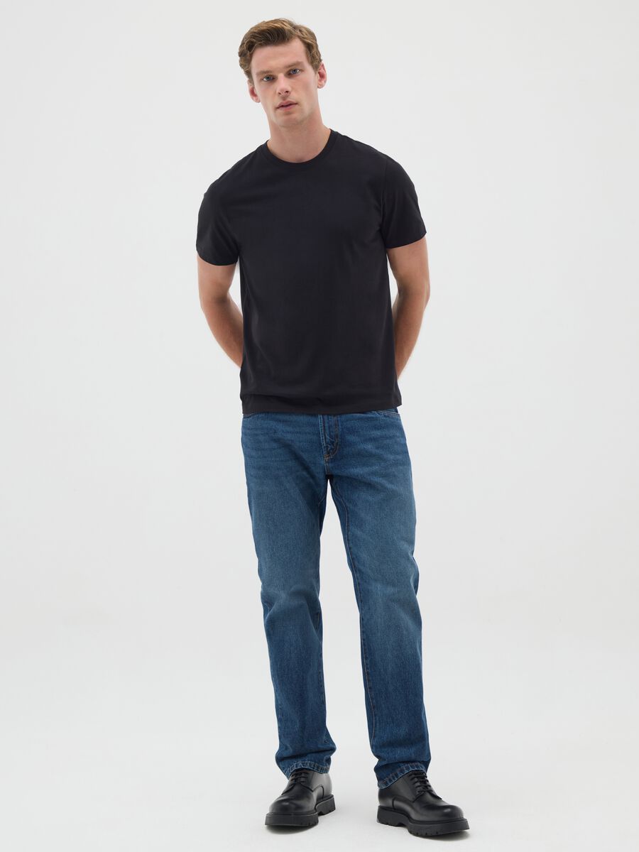 Black cotton regular fit T-shirt_2
