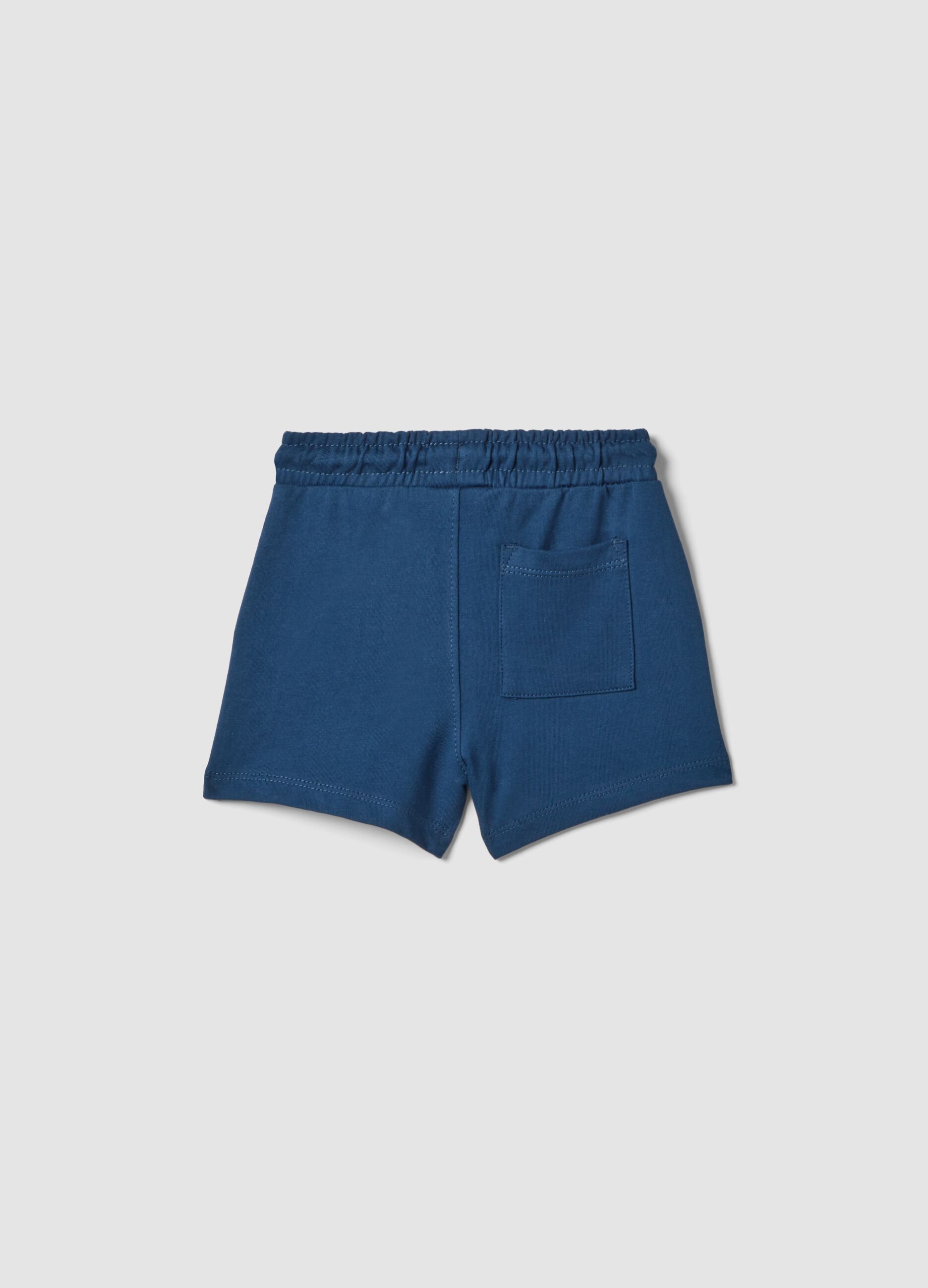 Blue pure cotton shorts with elasticated waist