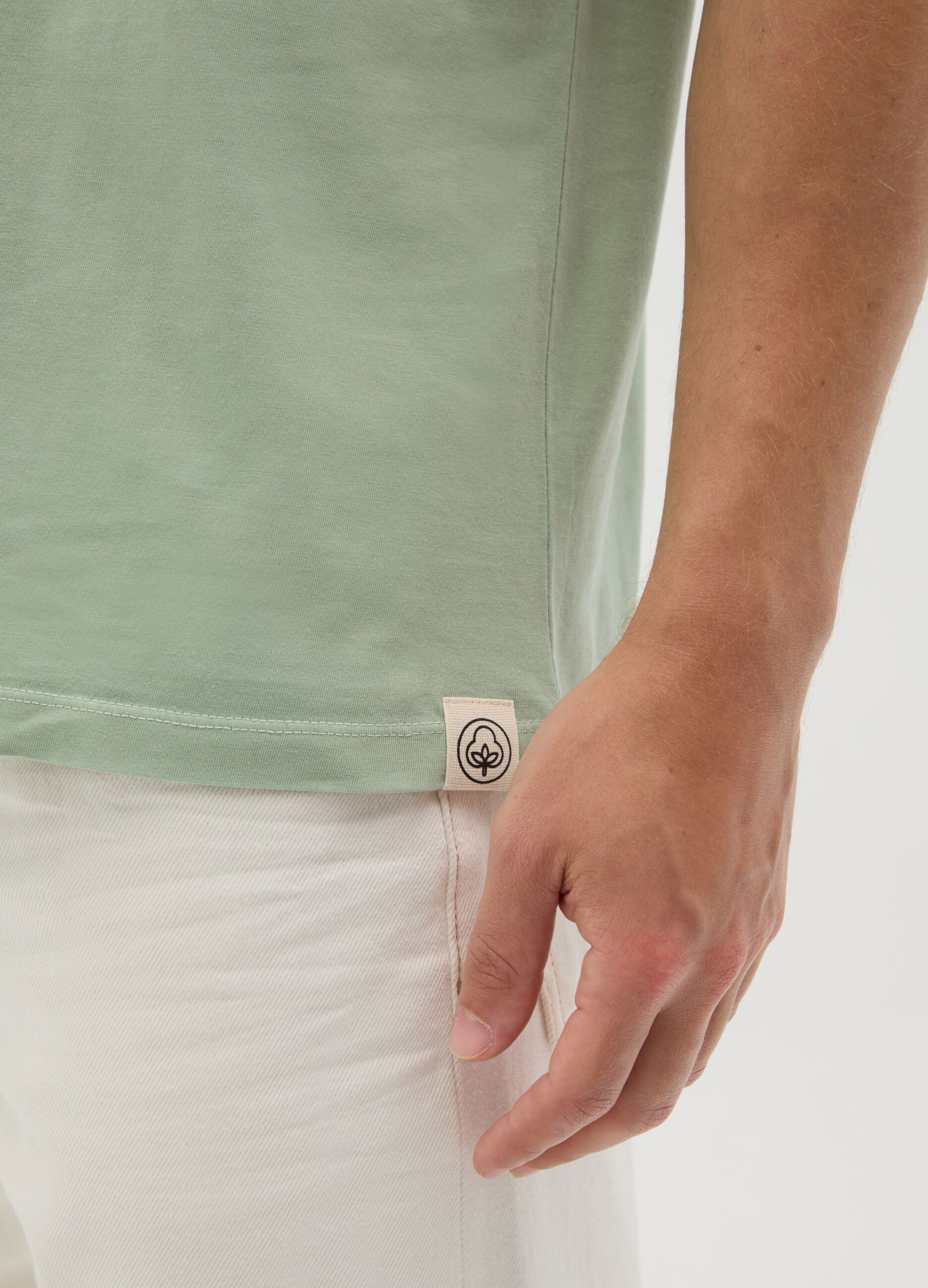 T-shirt da uomo in puro cotone verde regular fit