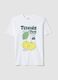 White graphic-print pure cotton T-shirt, regular fit_0