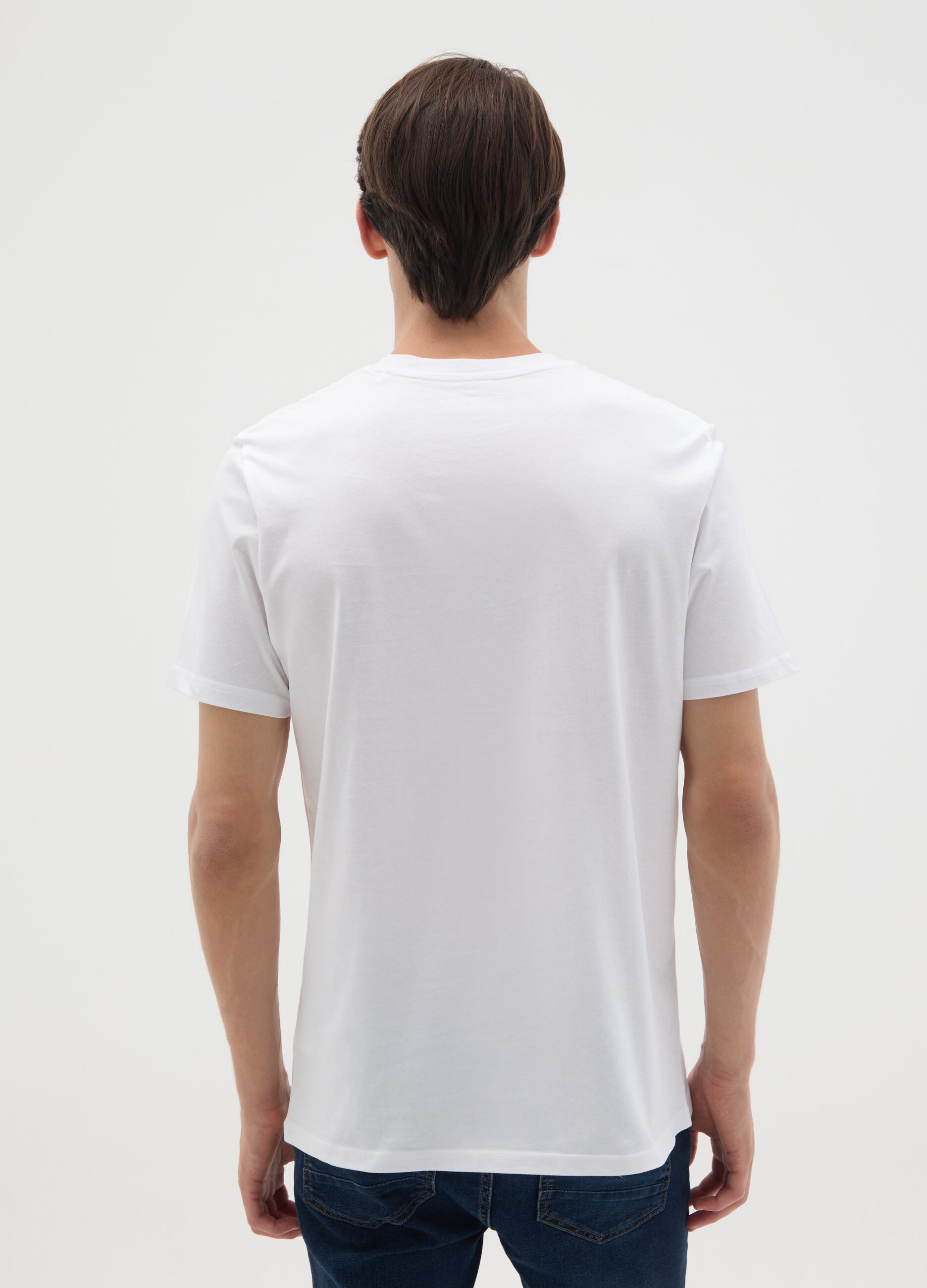 White pure cotton T-shirt regular fit