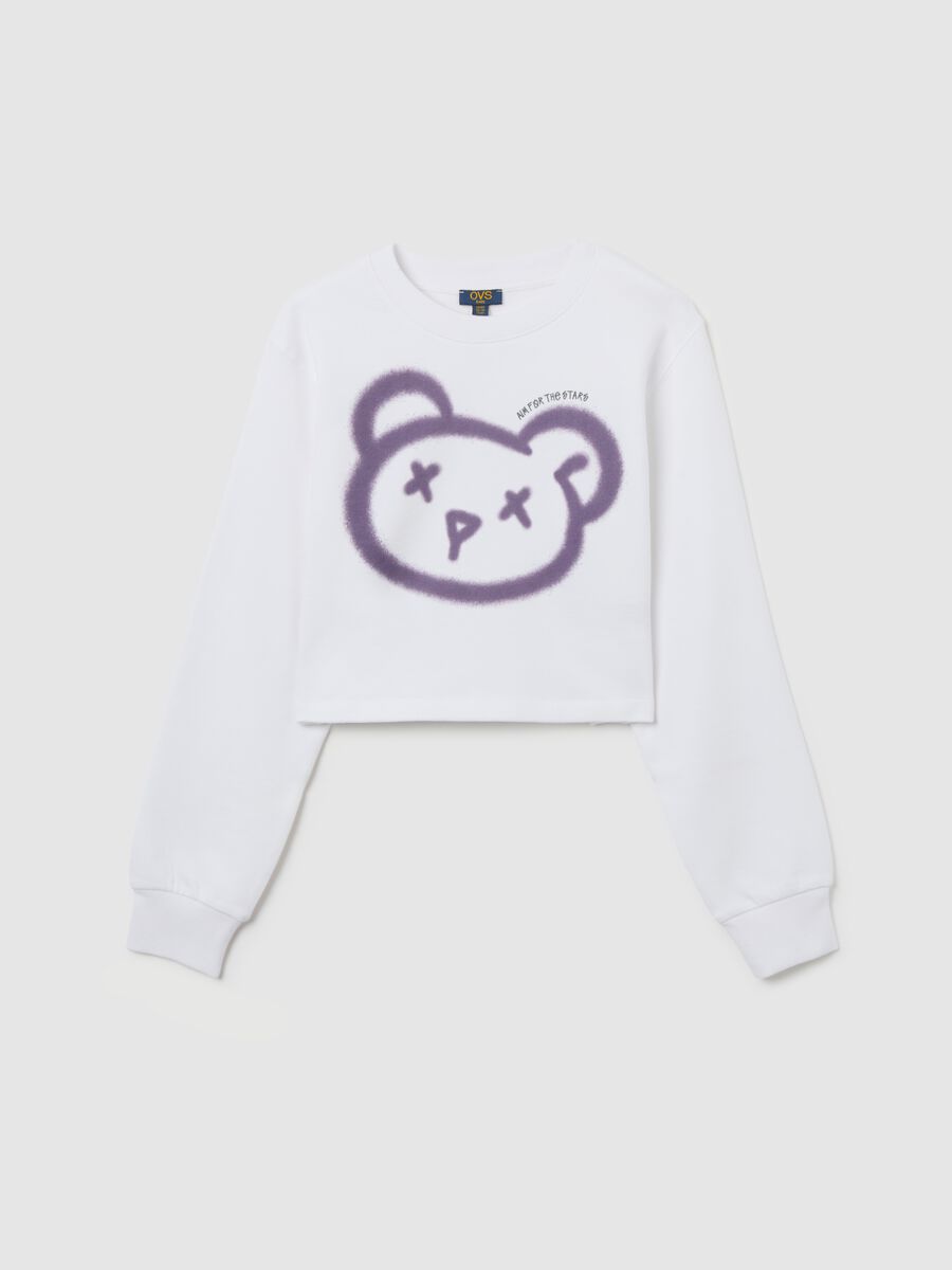 Felpa da ragazza in puro cotone bianca regular fit con stampa_3