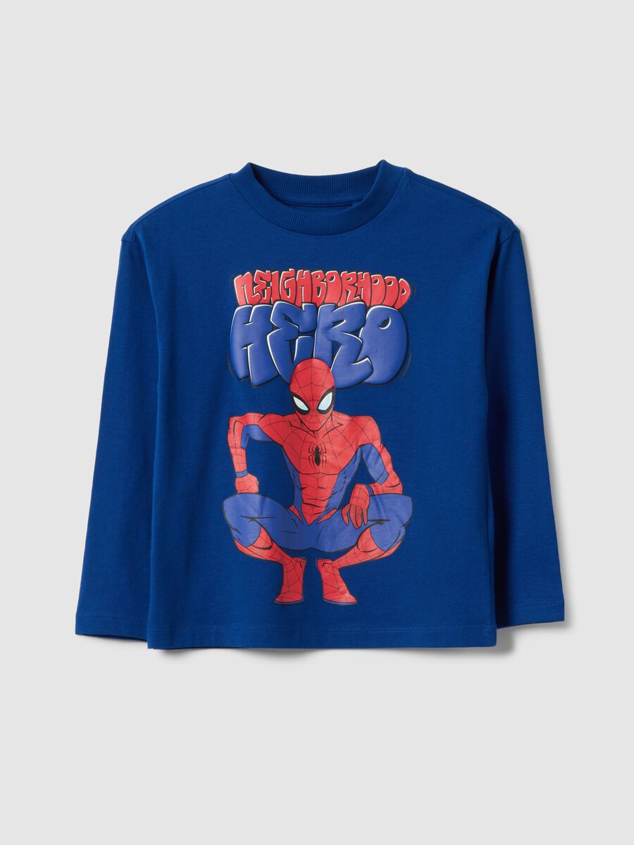 Children's long sleeve blue T-shirt in pure cotton, oversized fit_0