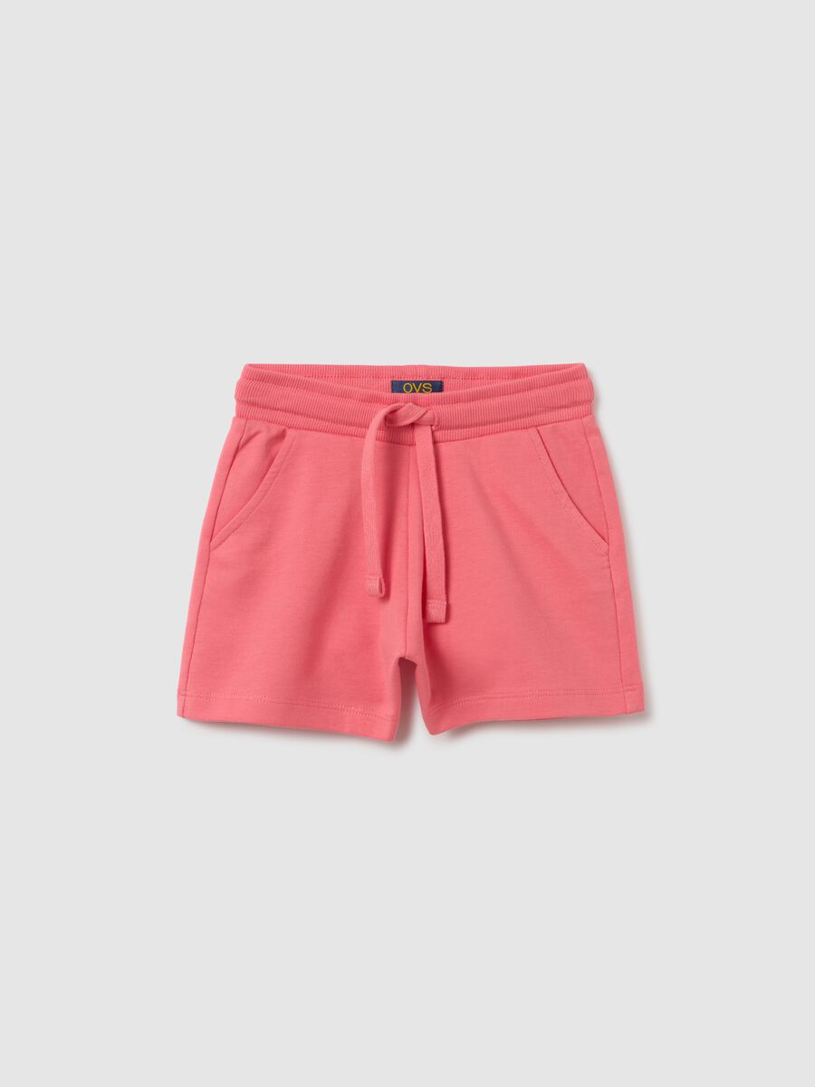 Girl's Pink Pure Cotton Regular Fit Shorts_0