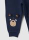 Kids' Joggers in Pure Blue Cotton Regular Fit with Teddy Bear_3