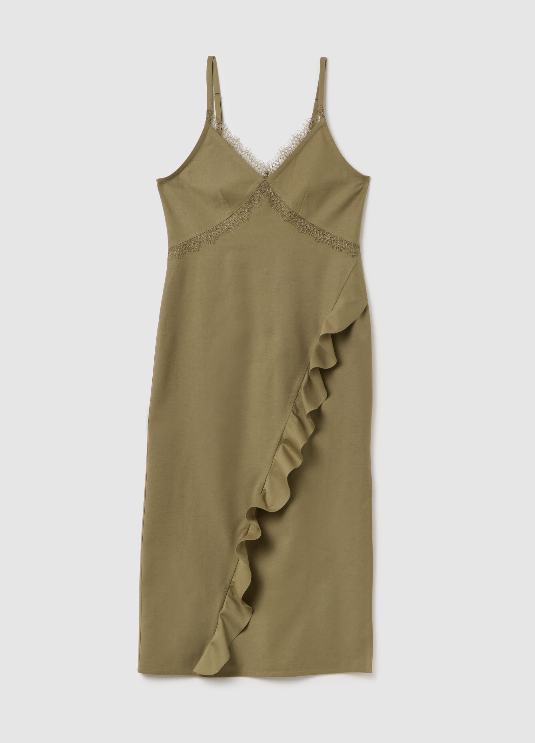 Abito midi da donna in cotone verde over