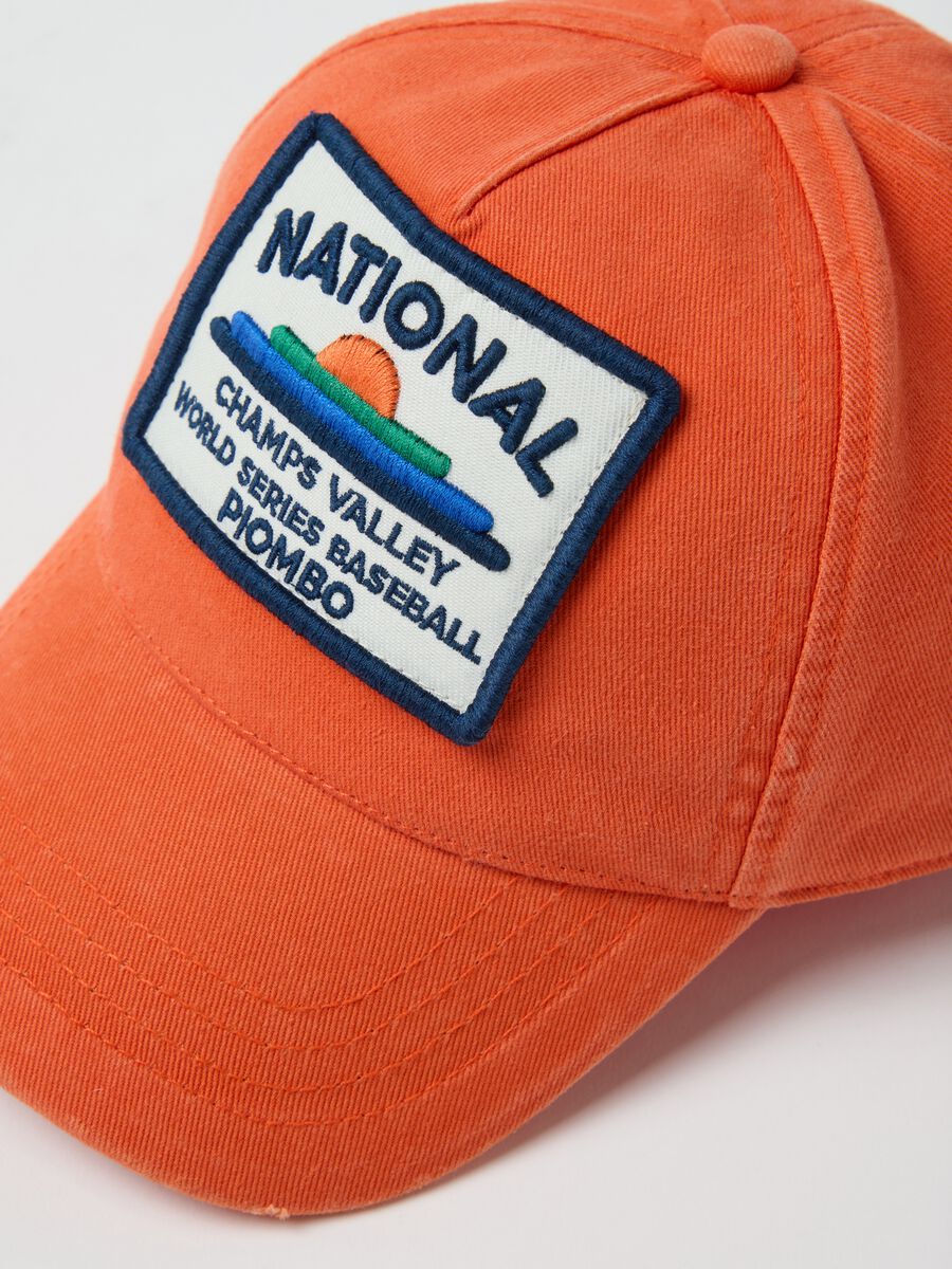 Orange pure cotton kids' baseball cap with patch_2