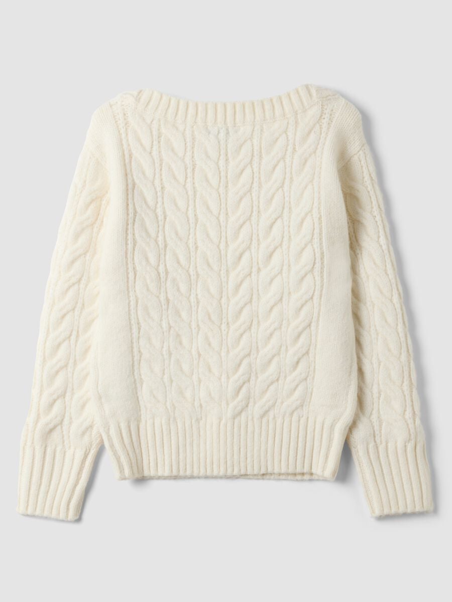 Maglione bianco in misto lana con scollo a barchetta regular fit_1