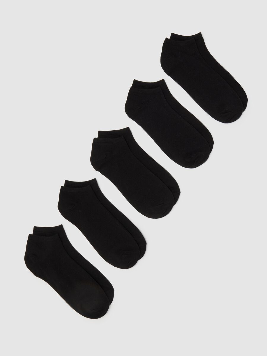 Set of women's short black cotton stretchy socks_0