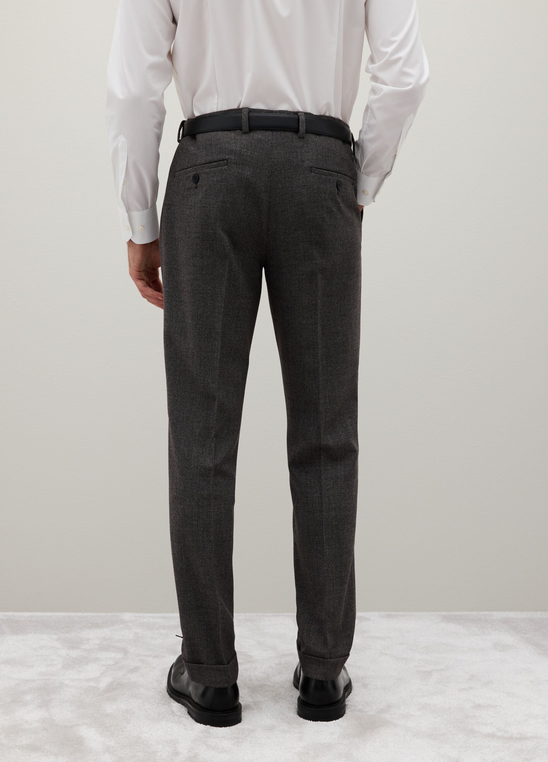 Grey slim fit stretch fabric trousers