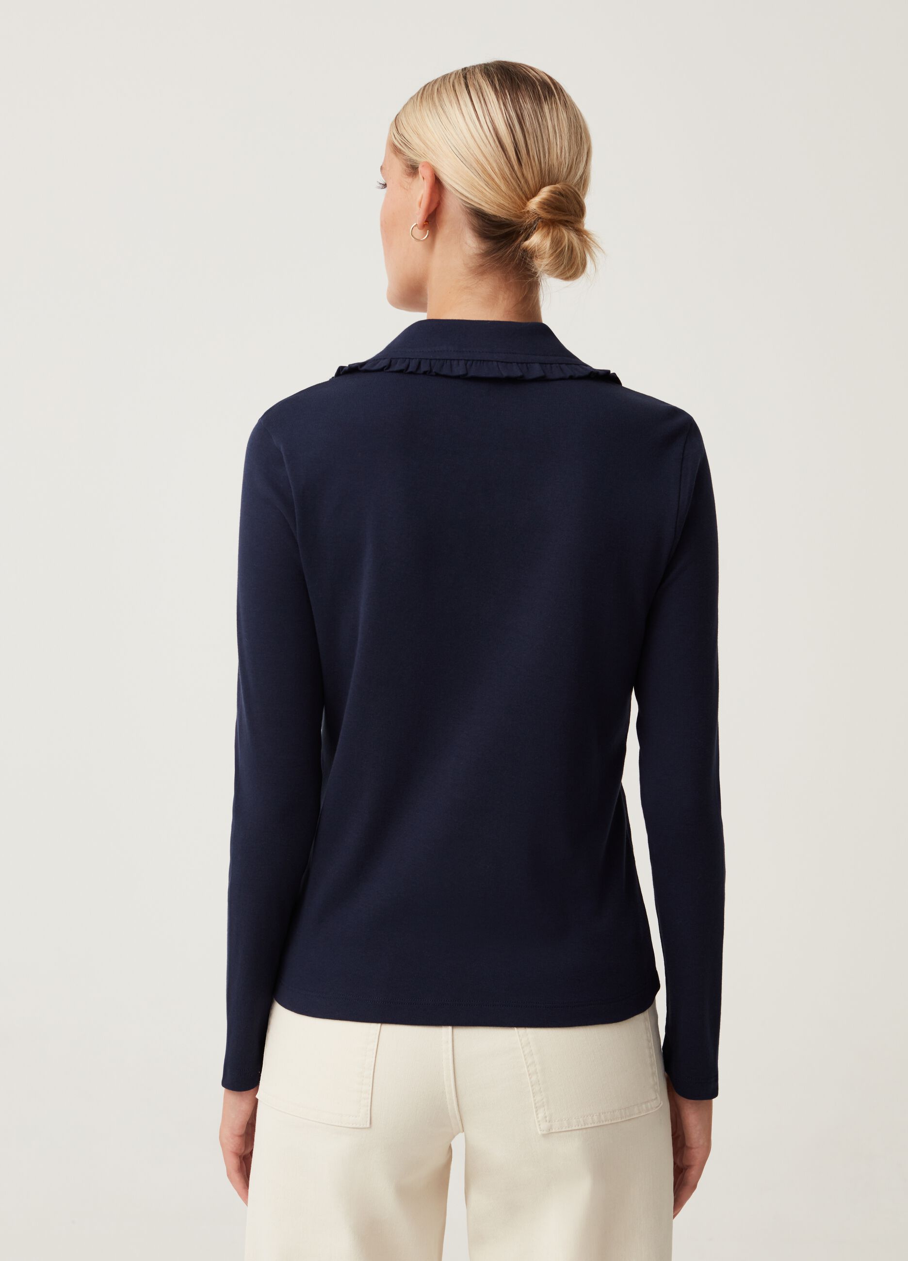 Maglia con scollo a polo e rouche_2