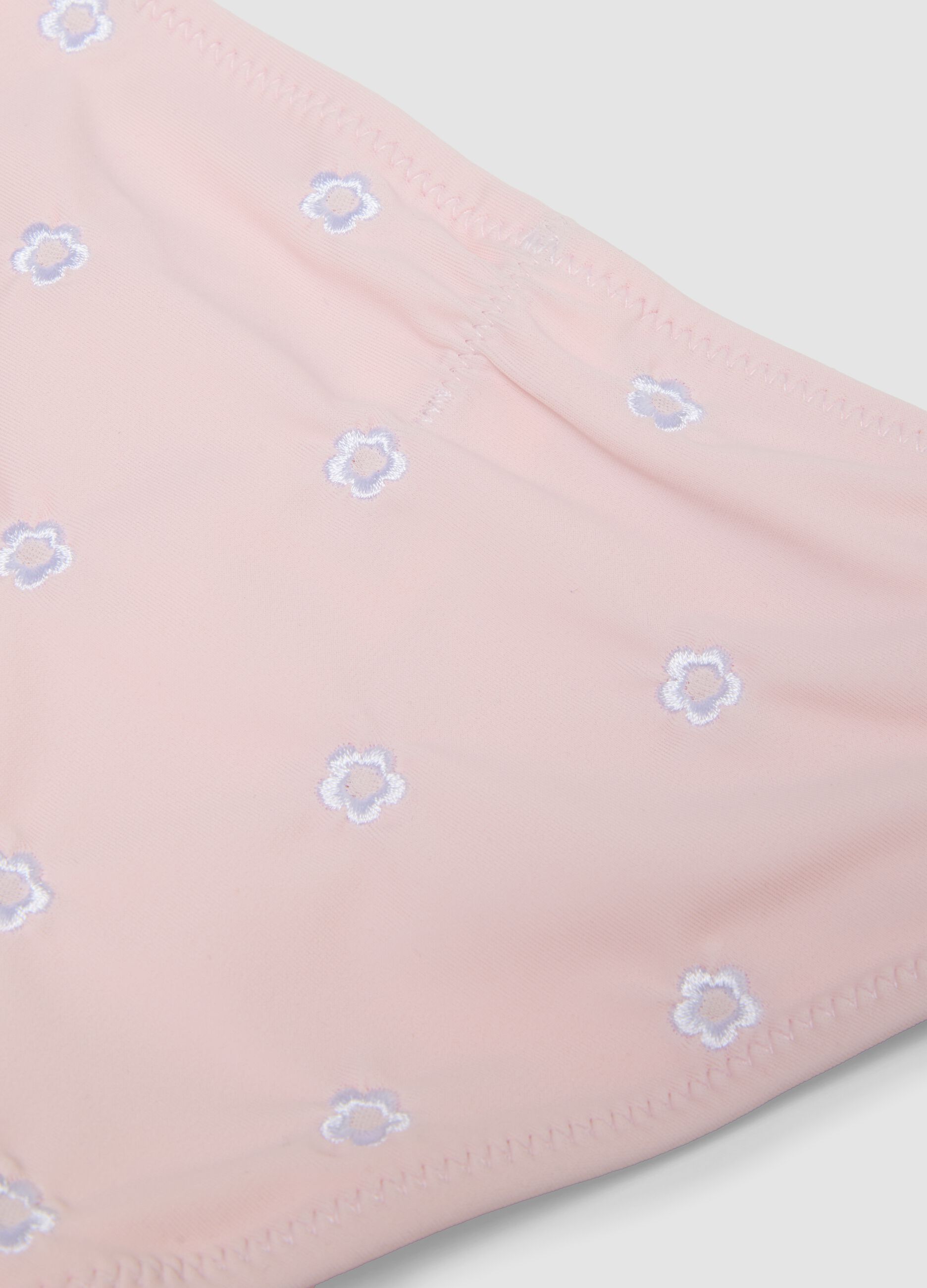 Pink stretch bikini with floral embroidery