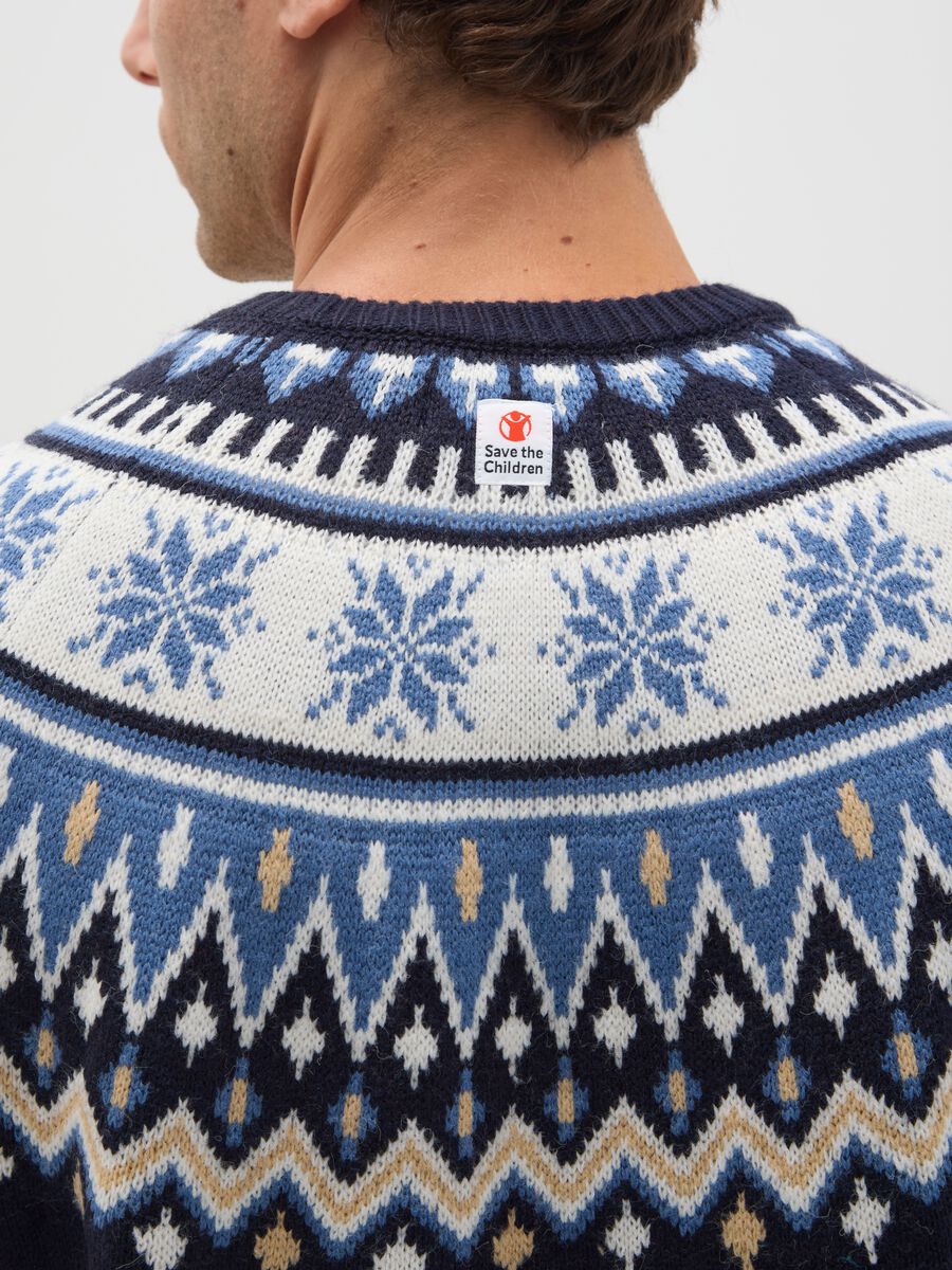 Save the Children Christmas Jumper with Blue Jacquard Pattern_3