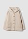 Beige regular-fit coat with hood and buttons_0