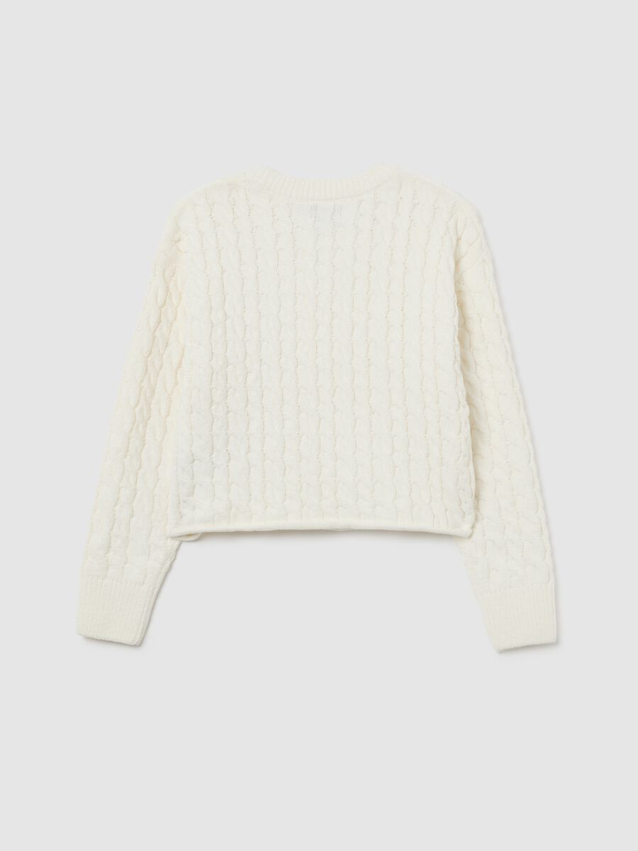 Girls' pure white wool regular fit high-neck sweater_1