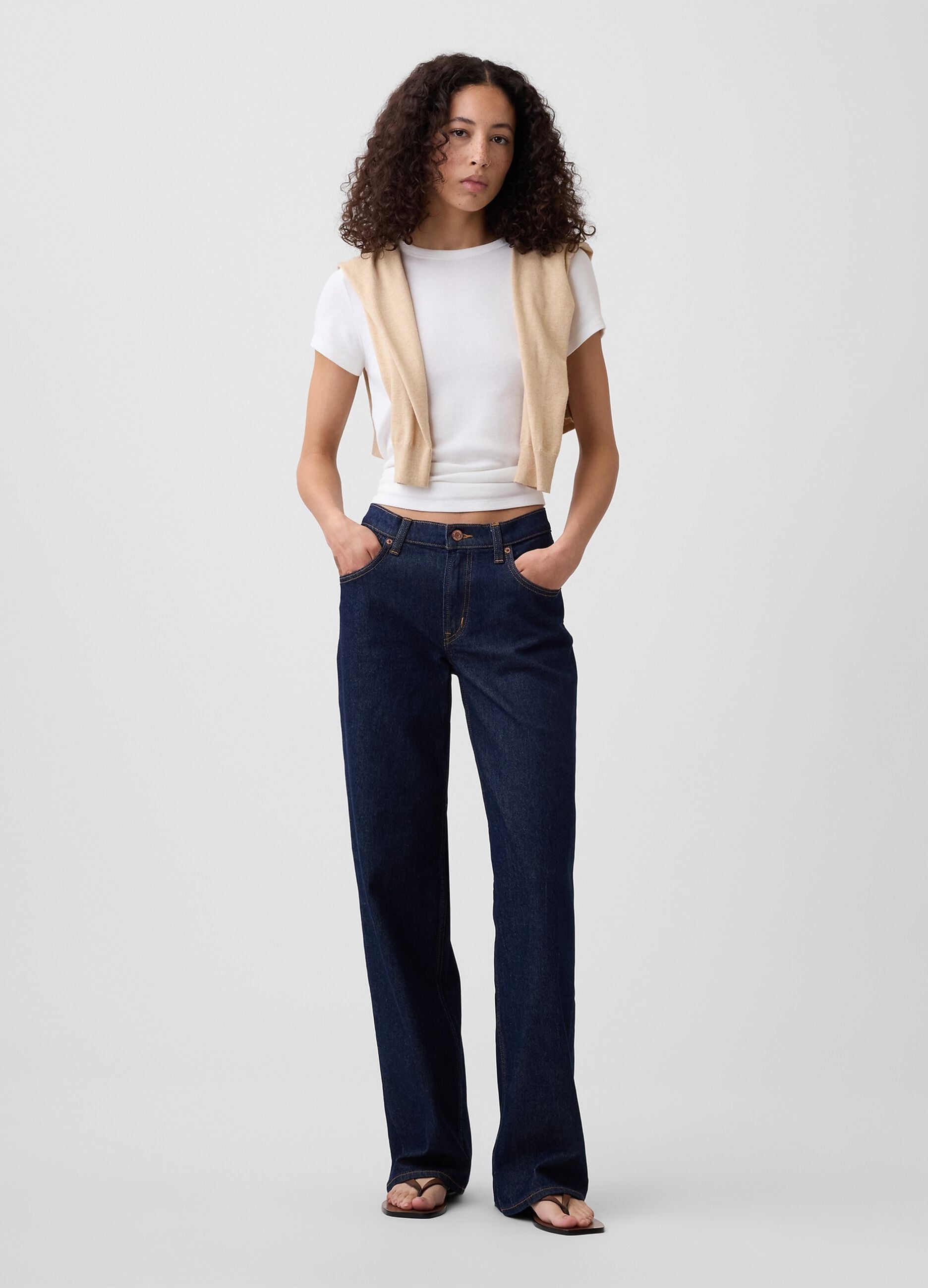 Five-pocket stretch cotton denim jeans