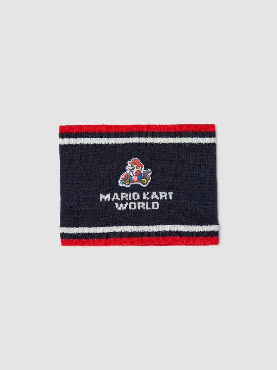 Sciarpa blu indigo a tubo con stampa Mario Kart_0