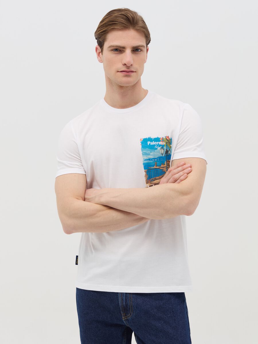 Cotton T-shirt with "Palermo Italy" print_0