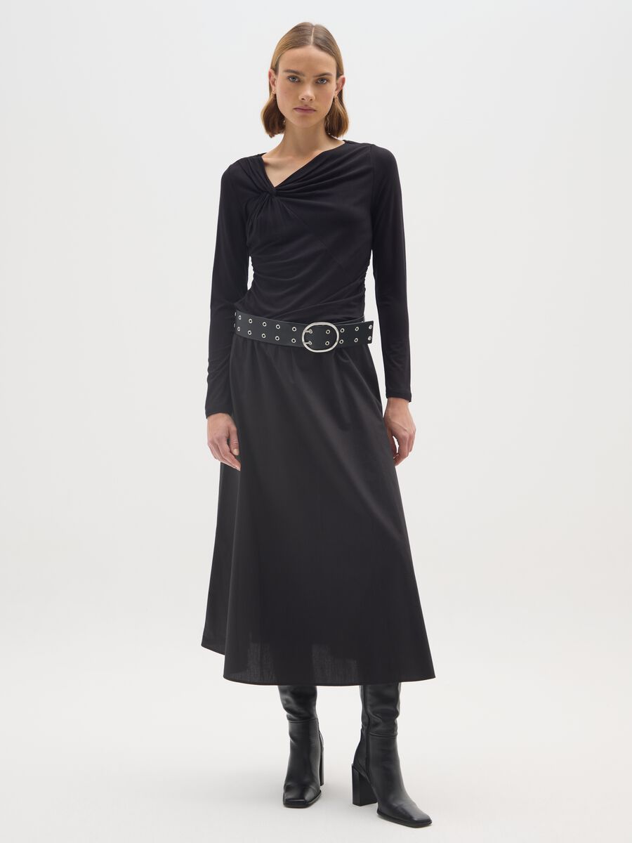 Black long-sleeved stretch viscose T-shirt_1