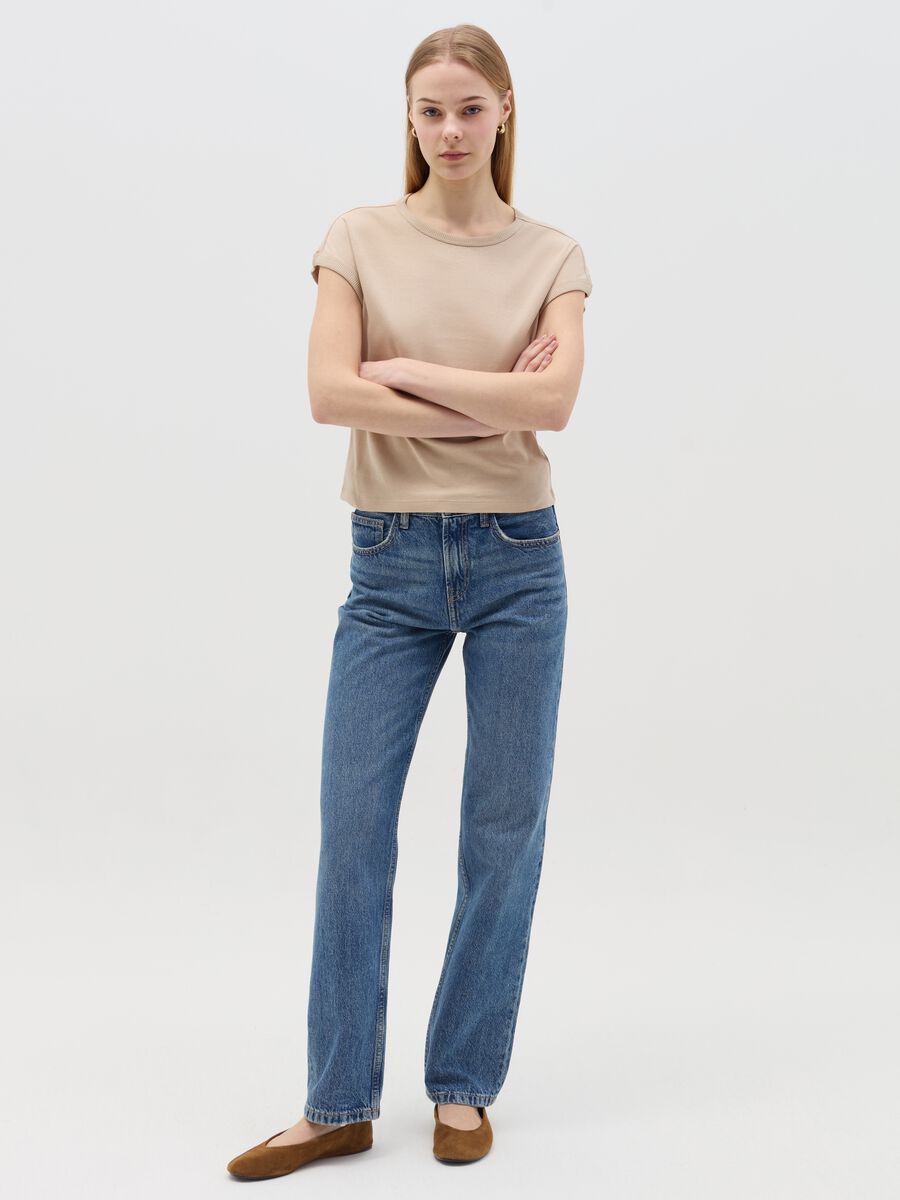 Beige T-shirt with kimono sleeves_1