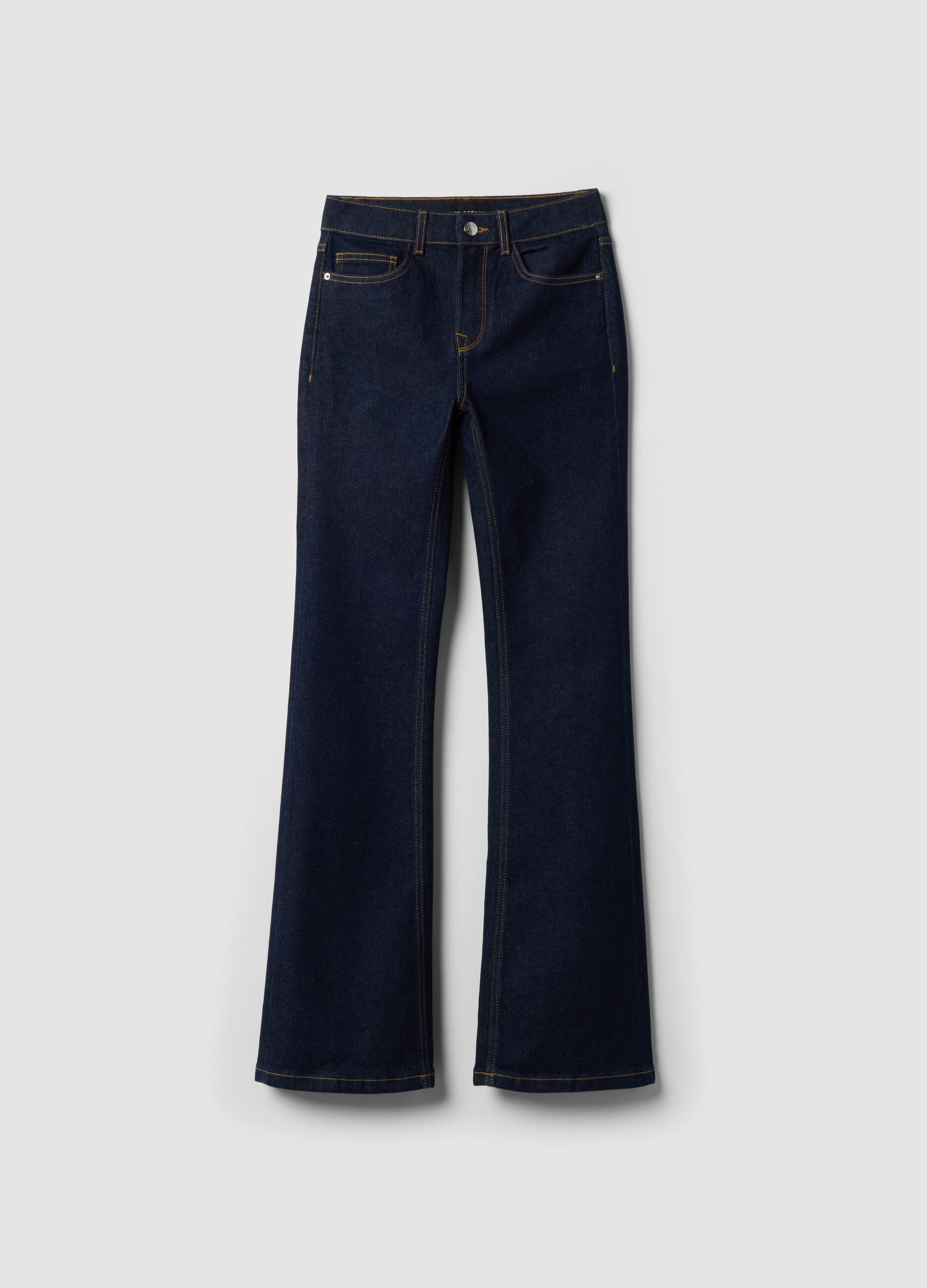Blue stretch-cotton bootcut jeans
