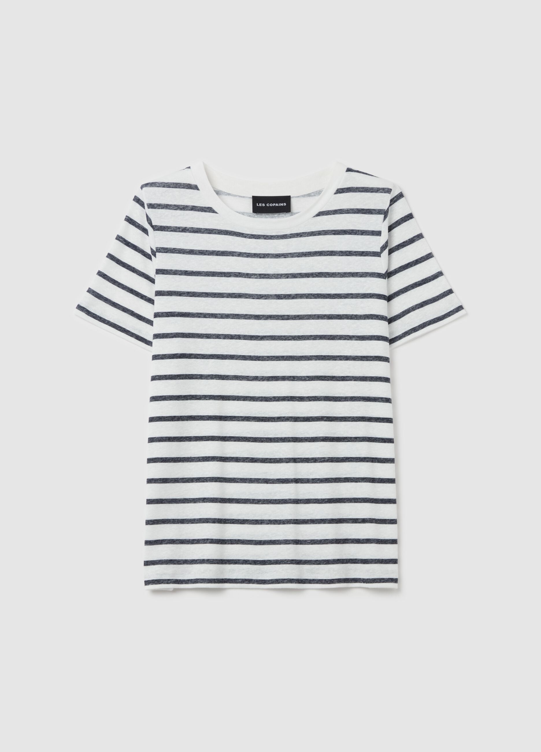 Striped T-shirt in linen blend