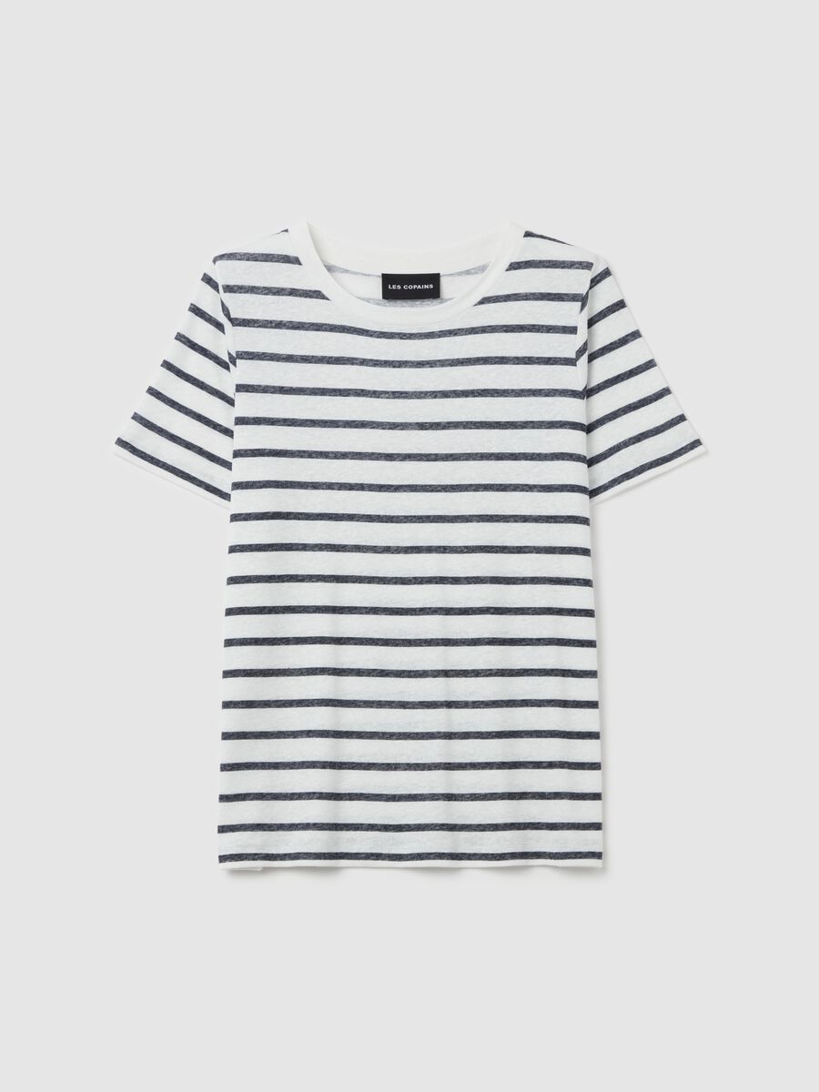 Striped T-shirt in linen blend_4