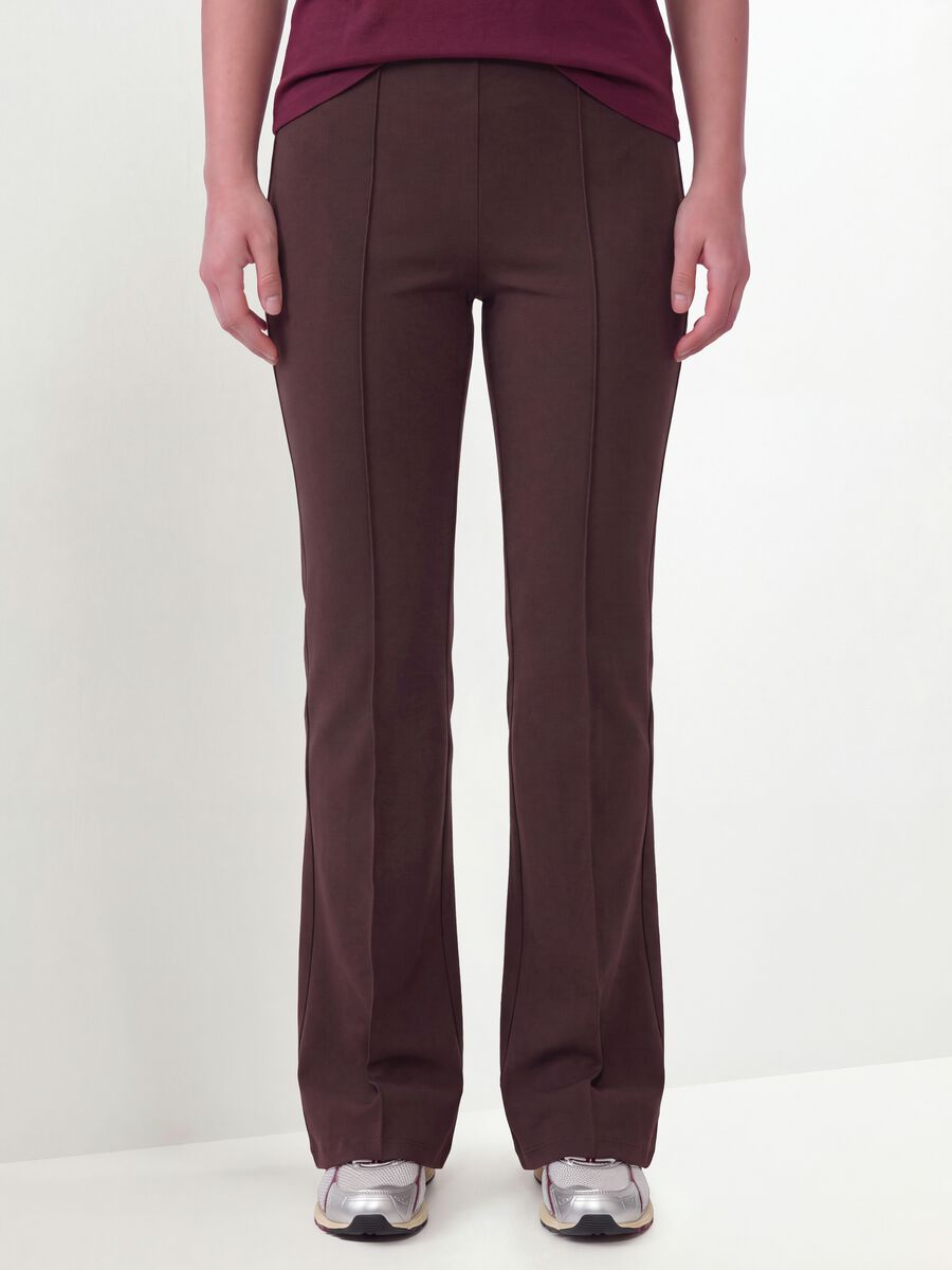 Brown flare trousers in stretch viscose_1