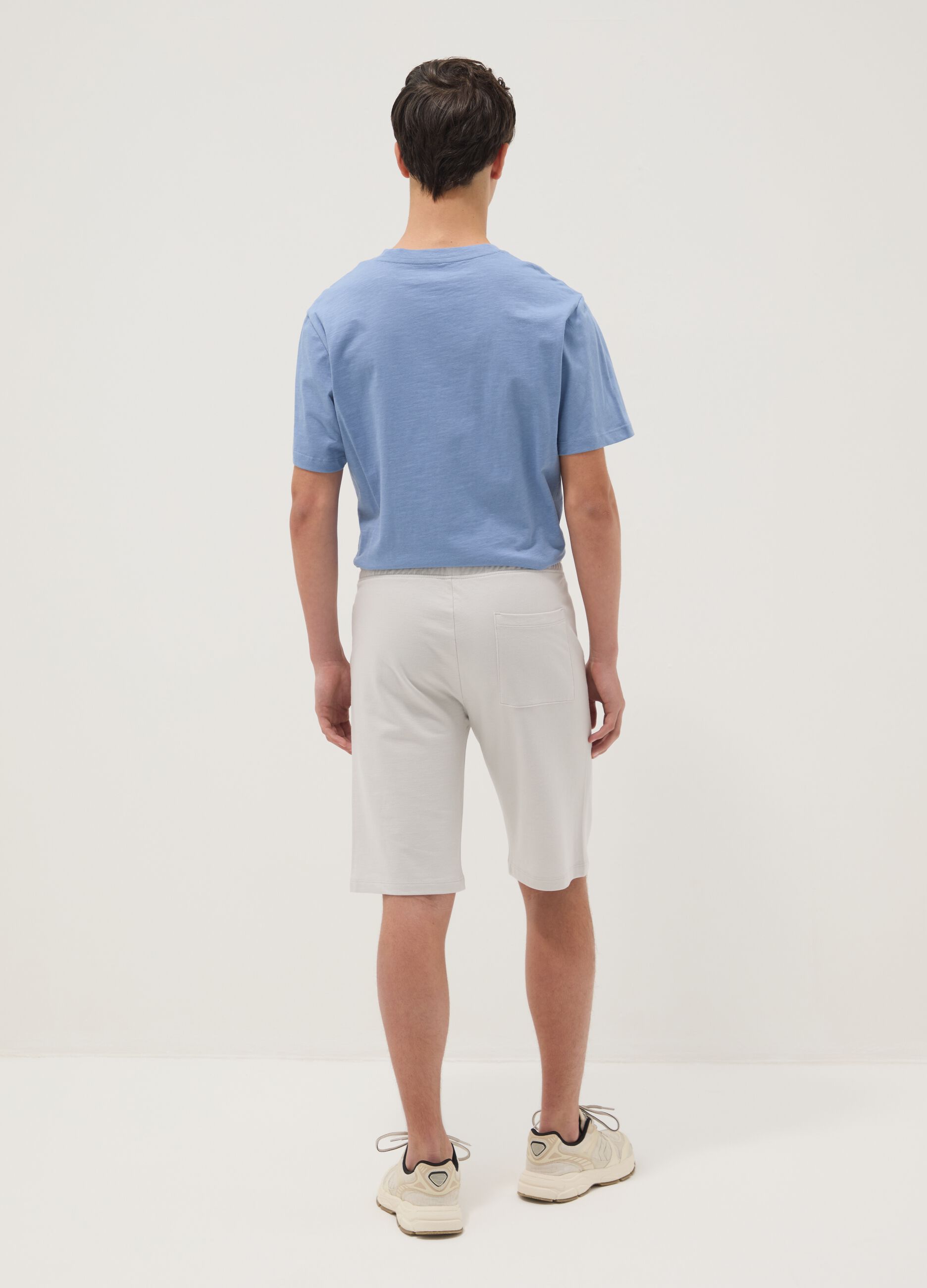 Boys' Grey Pure Cotton Shorts Regular Fit with New York Print