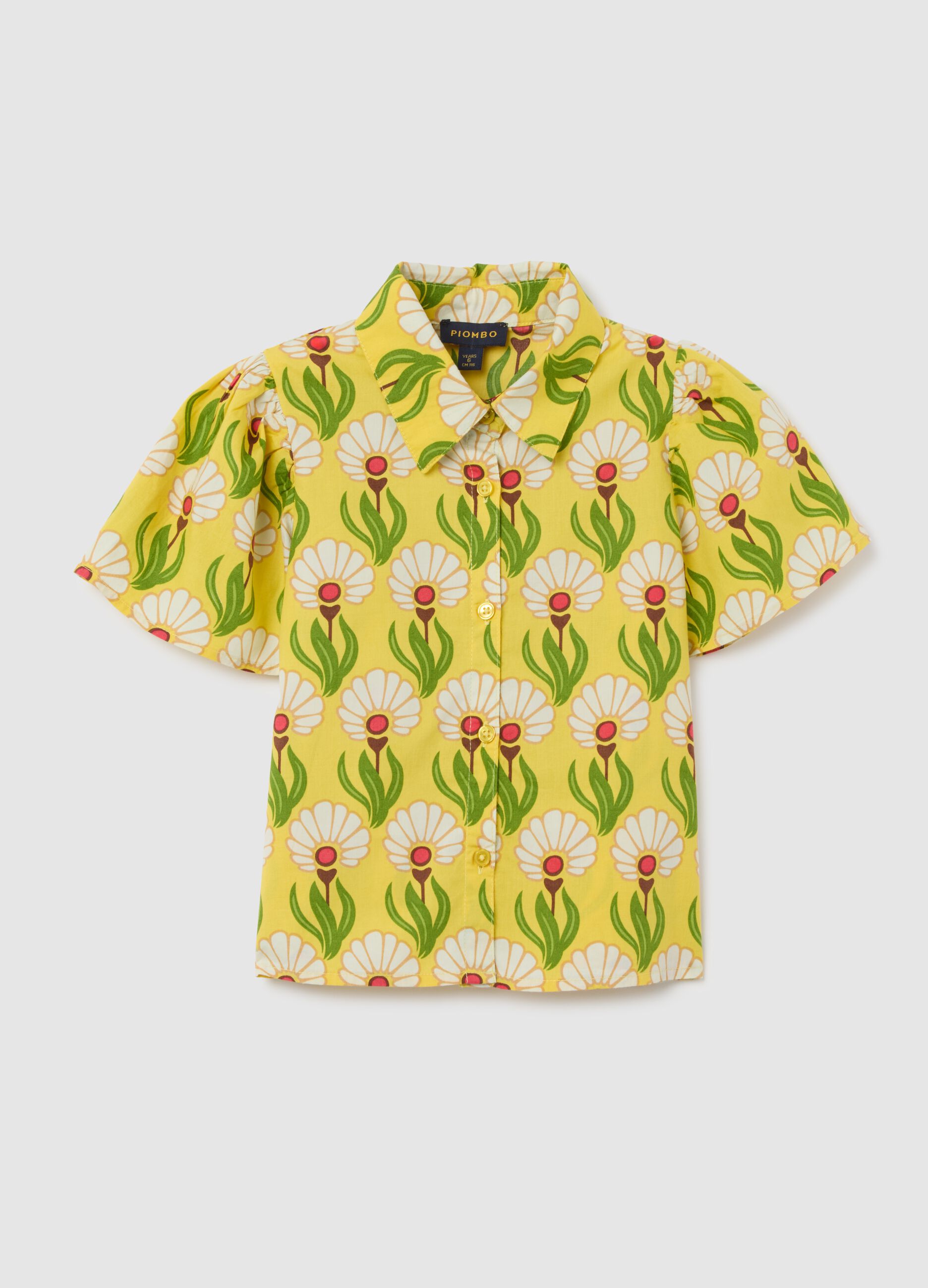 Girls' multicolour pure cotton regular fit shirt with floral print