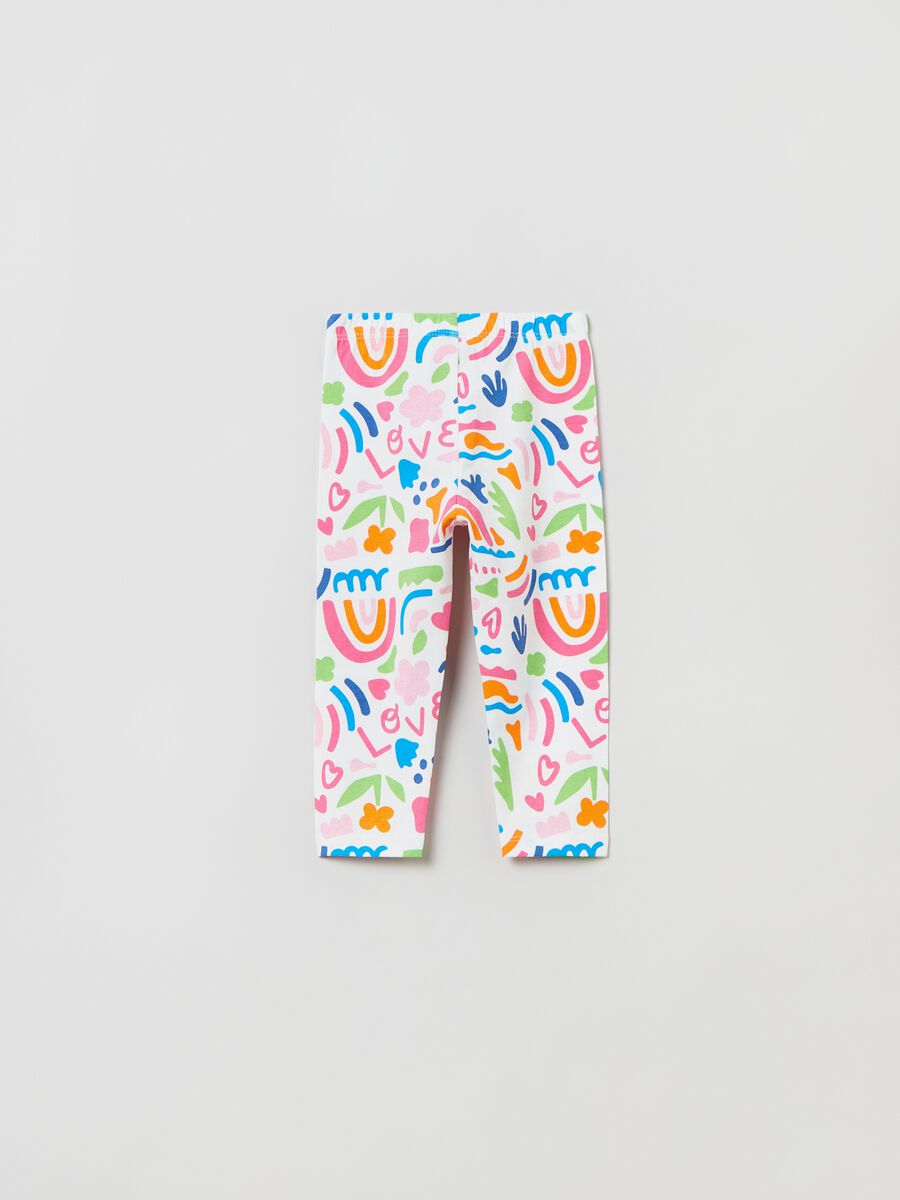 Leggings in cotone stretch con stampa _1