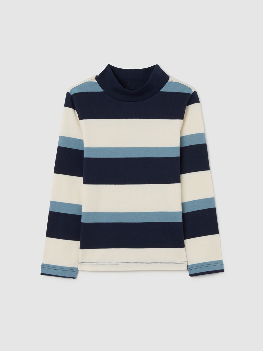 Multicolour striped child's sweater in pure cotton regular fit_0