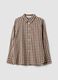 Brown checked pure cotton flannel shirt_0