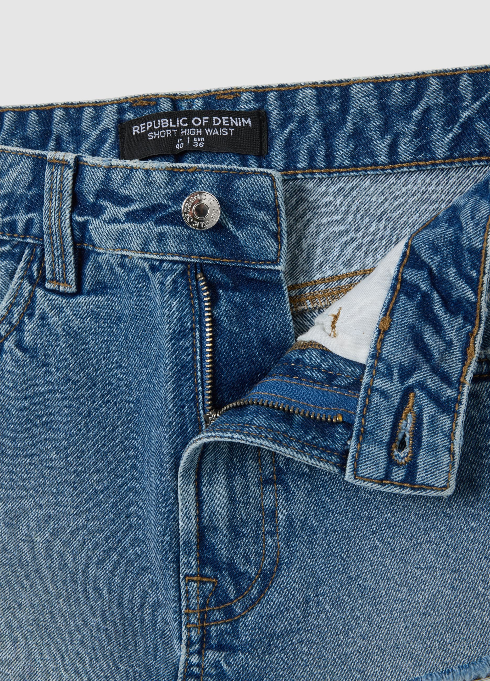 Shorts da donna in puro cotone denim regular fit