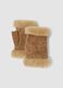 Tan lined gloves with shearling-effect trim_0