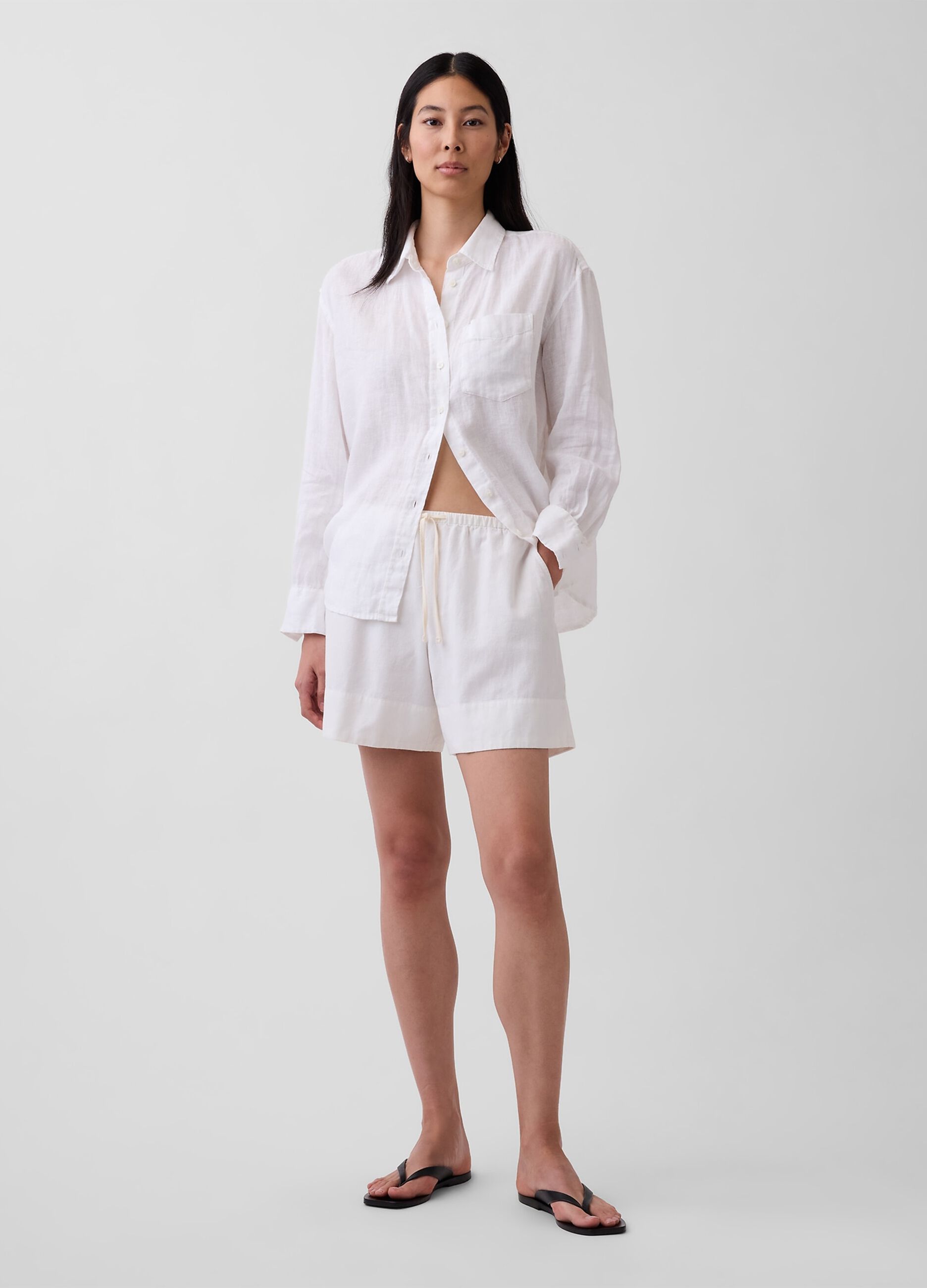 Linen-Viscose Blend Shorts