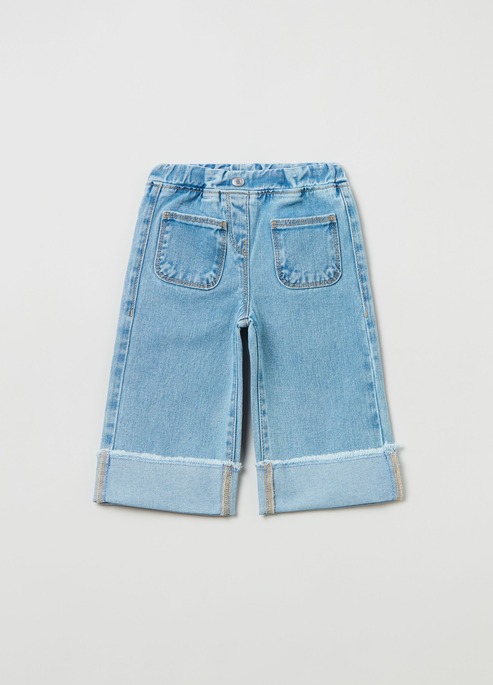 Jeans wide leg con risvolto_0