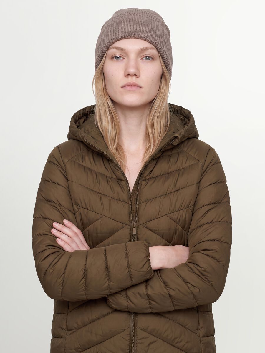 Giacca Ultralight verde trapuntata con cappuccio e zip_0
