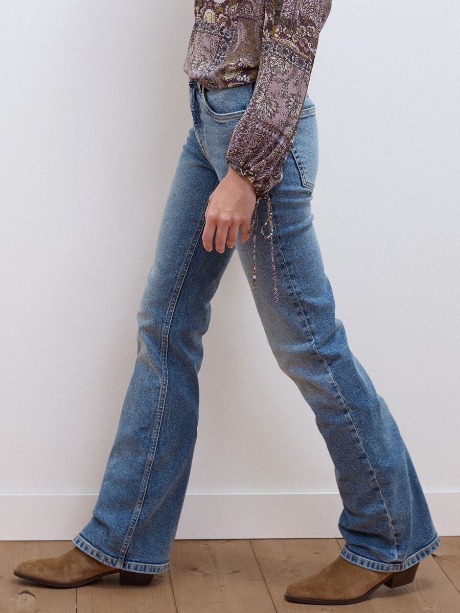 Light Blue Stretch Cotton Bootcut Jeans_3