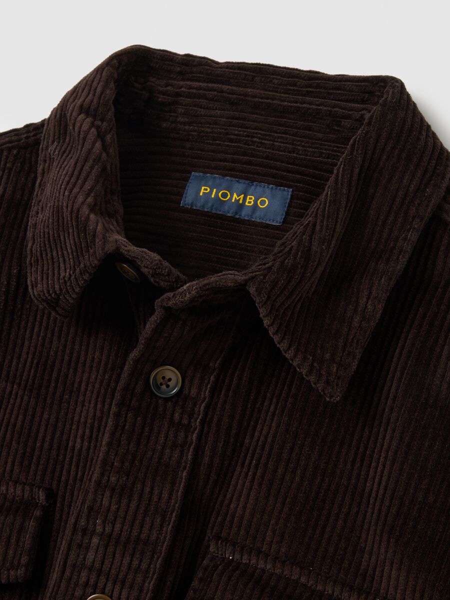 Pure cotton and brown corduroy shirt with oversized fit_1