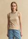 Beige regular fit stretch cotton tank top with embroidered edges_2