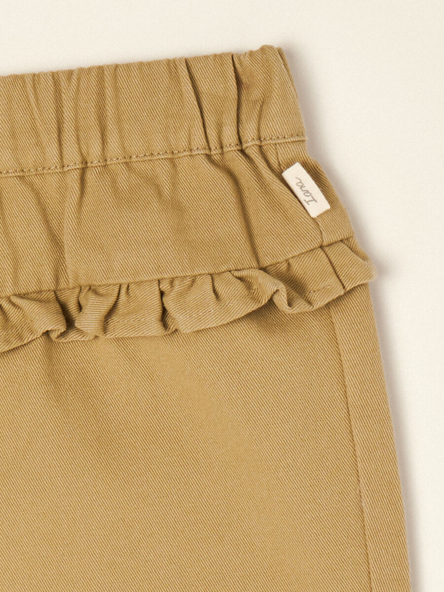 Pantaloni beige in puro cotone con volant_1